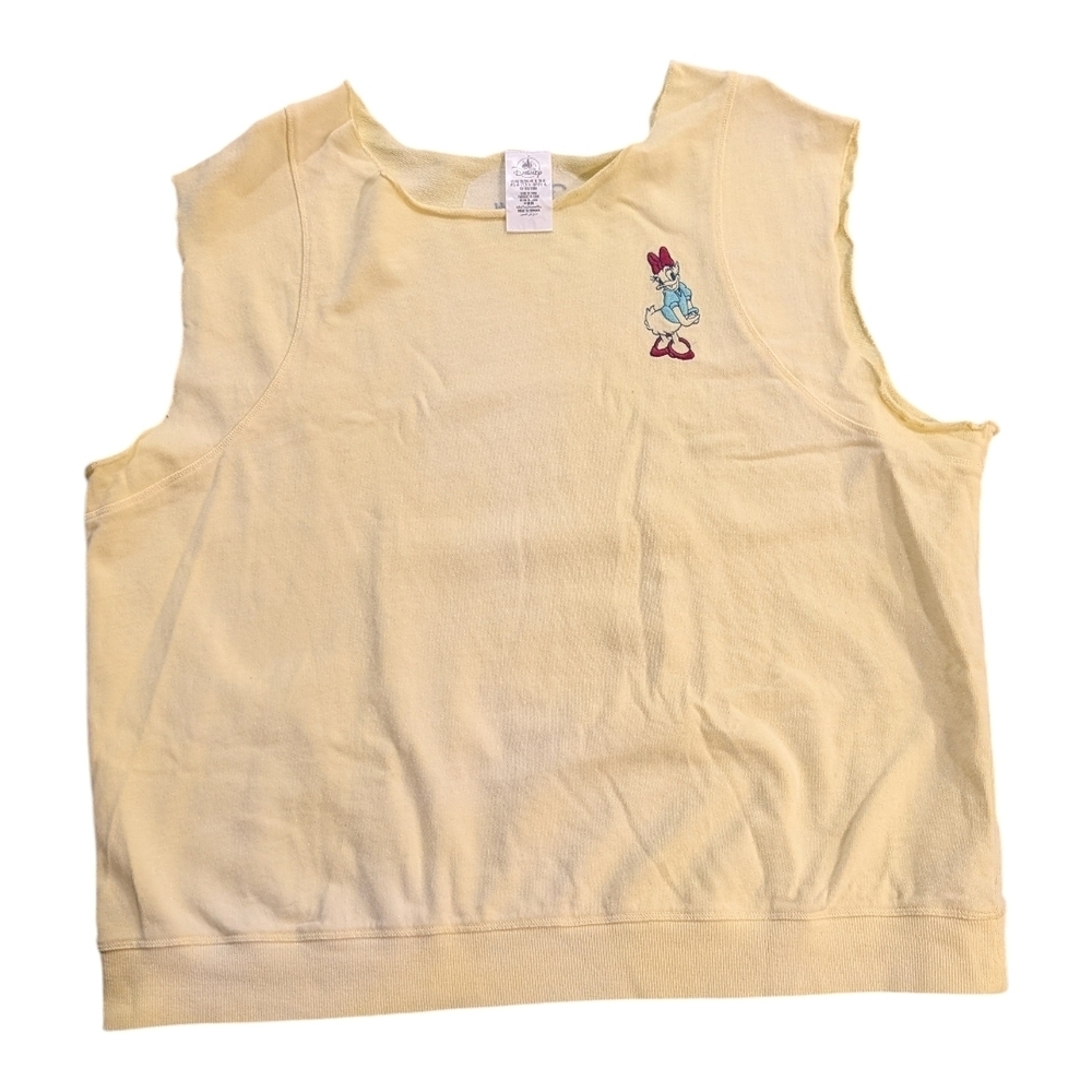 Disney Yellow Sleeveless Hoodie with Embroidered Daisy Duck